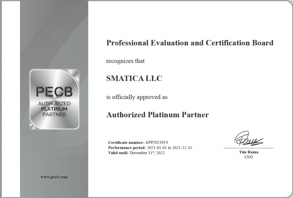 PECB Titanium Partner 5 PECB Platinum Partner